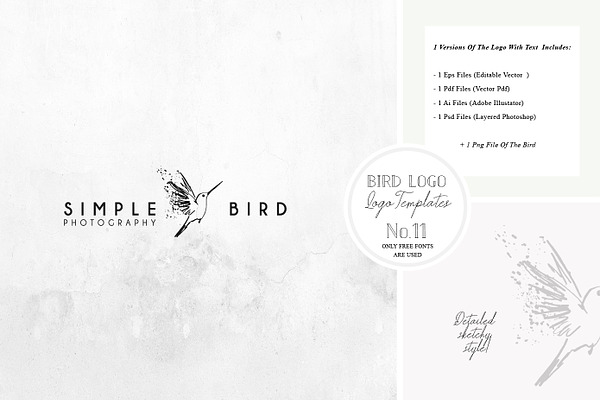 Bird Logo -Sketchy Artistic style 11