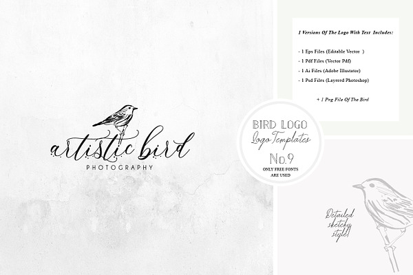 Bird Logo -Sketchy Artistic style 9