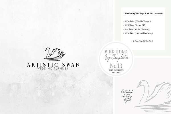 Bird Logo Artistic style Swan 13
