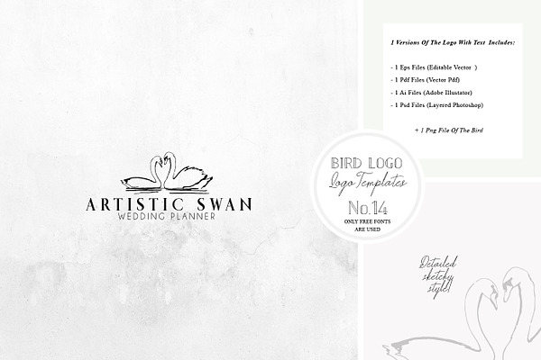 Bird Logo Artistic style Swan 14