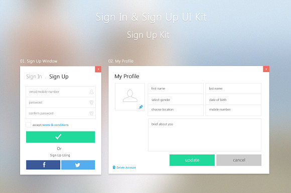 Login and Sign Up UI Kit in UI Kits and Libraries - product preview 1