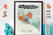 9 lovely illustrations-fox and fawn