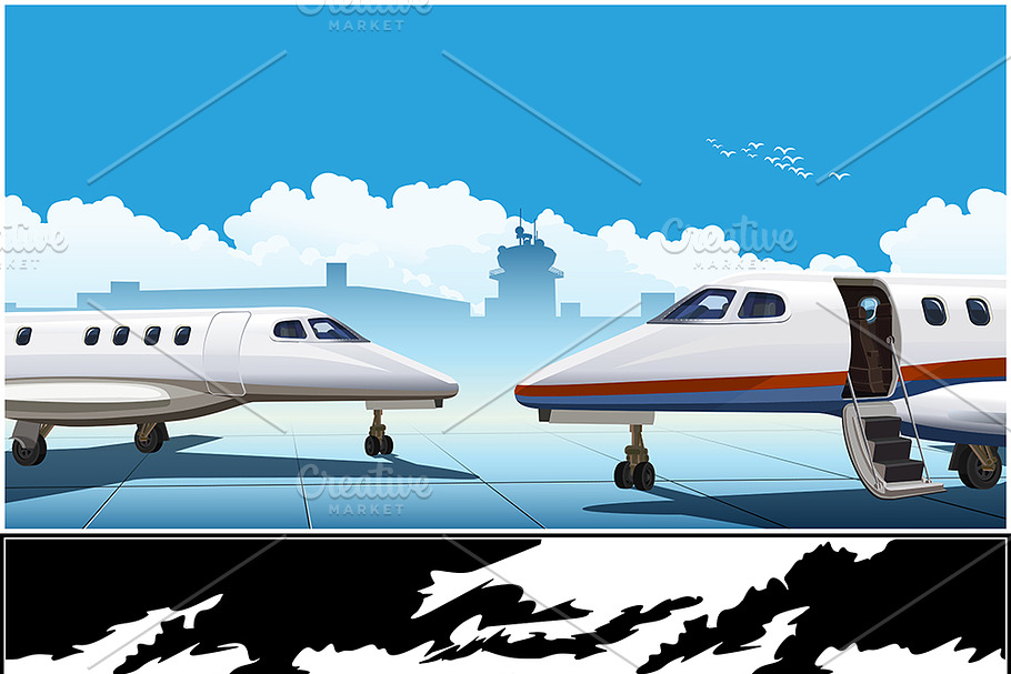 Modern Business Jets mini Set in Illustrations - product preview 8