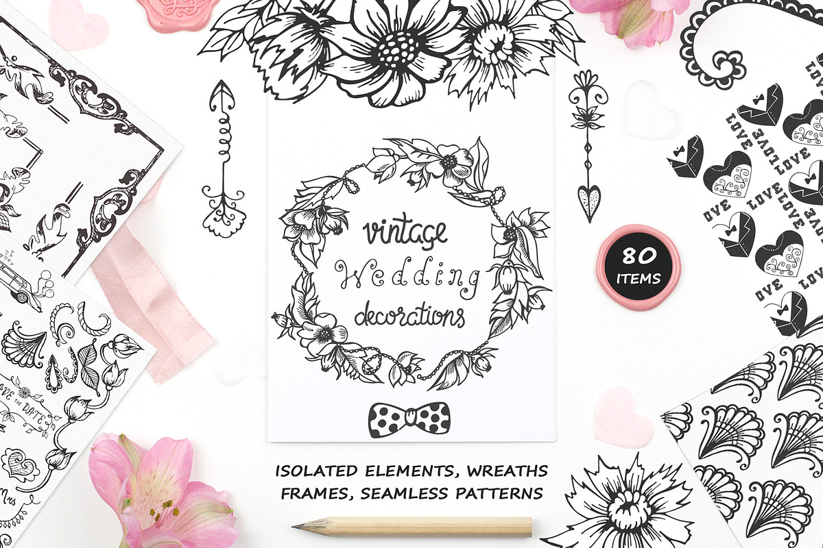Vintage Wedding - Hand Drawn Set in Illustrations - product preview 8