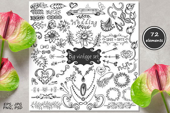 Vintage Wedding - Hand Drawn Set in Illustrations - product preview 1