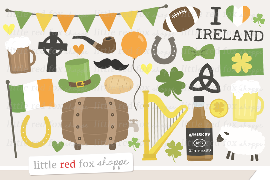 I Love Ireland Clipart in Illustrations - product preview 8