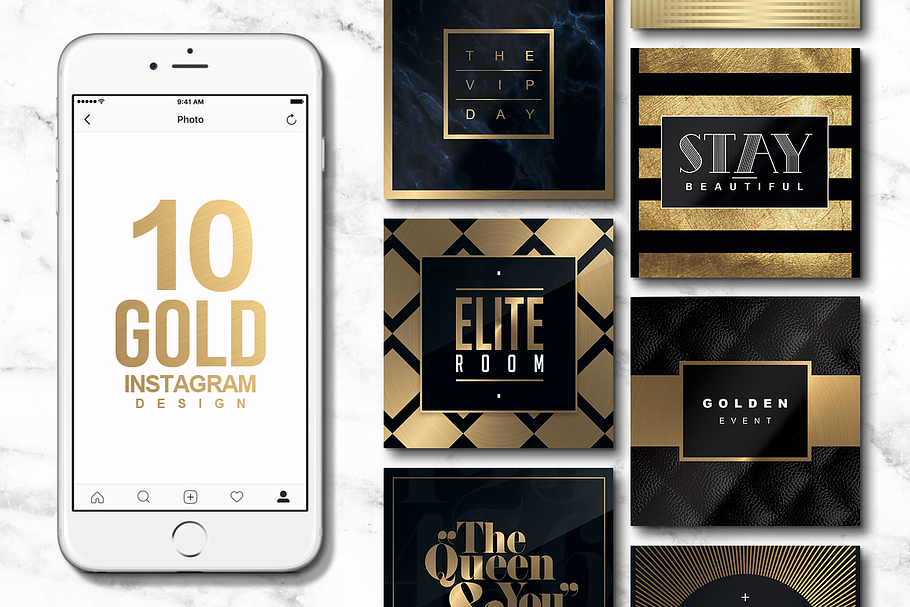10 INSTAGRAM GOLD Templates in Instagram Templates - product preview 8