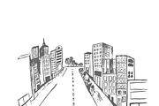 city in sketch style, vector 