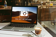 Modern laptop and coffee cup MOCKUP