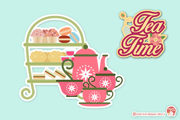 Tea Time Digital Clipart