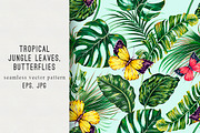Tropical leaves,butterfly pattern