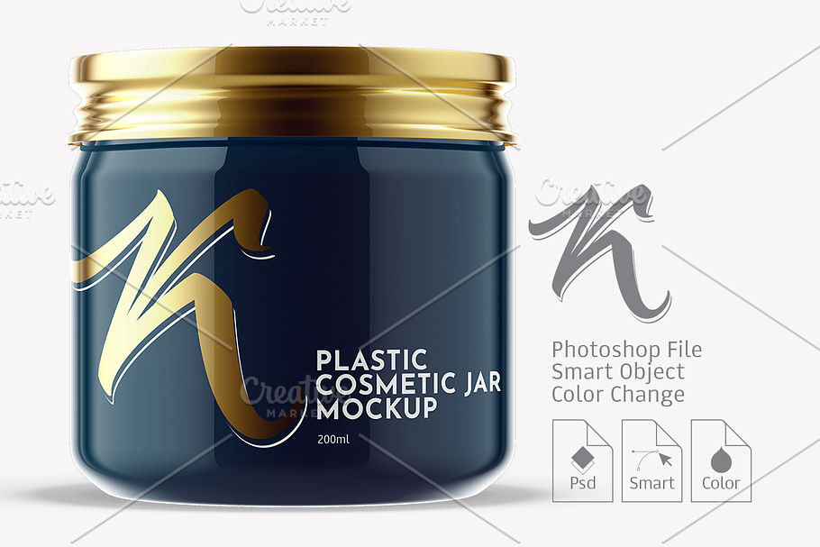 Plastic Cosmetic Gloss Jar Mockup