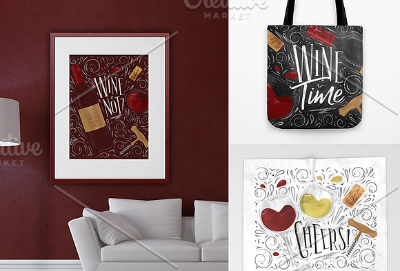 Vintage Wine Posters in Illustrations - product preview 1