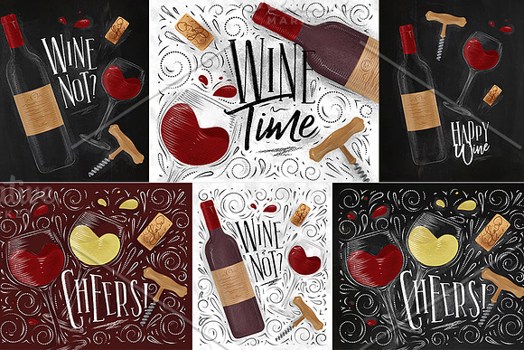 Vintage Wine Posters in Illustrations - product preview 3