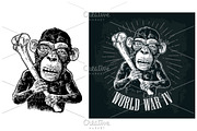 Monkey holding tibia. World War IV