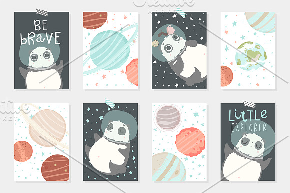 Panda in Space - kids set in Illustrations - product preview 1