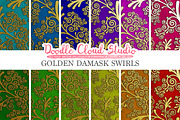 Golden Damask Swirls digital paper