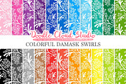 Colorful Damask Swirls digital paper