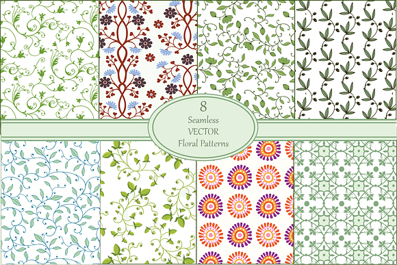 Seamless Floral Vector Patterns Set in Patterns - product preview 8