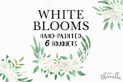 White Watercolor Flowers Clipart
