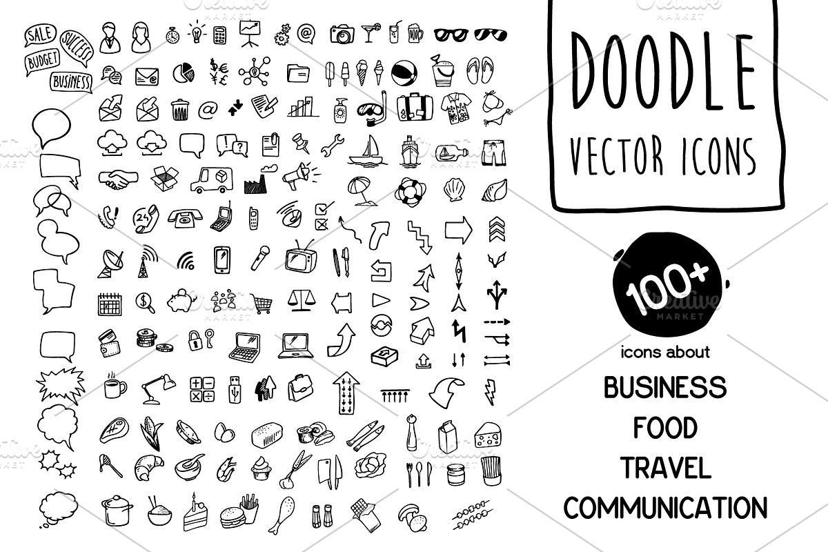 100+ vector doodle icons in Graphics - product preview 8