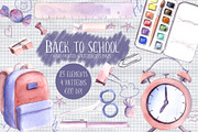 Back to school Watercolor Clipart