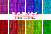 Colorful Burlap Fabric digital paper