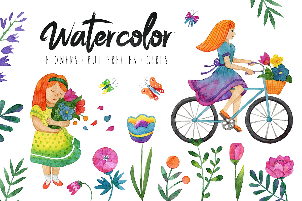 Watercolor spring set in Illustrations - product preview 8