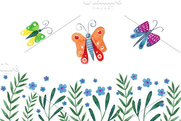Watercolor spring set in Illustrations - product preview 4