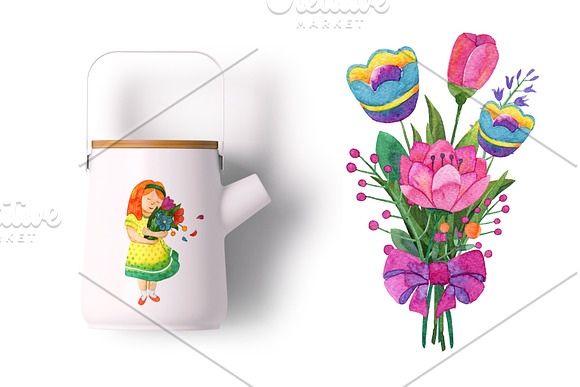 Watercolor spring set in Illustrations - product preview 7