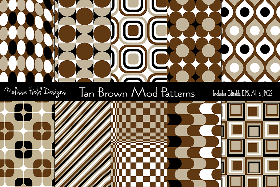 Brown & Black Mod Geometric Patterns