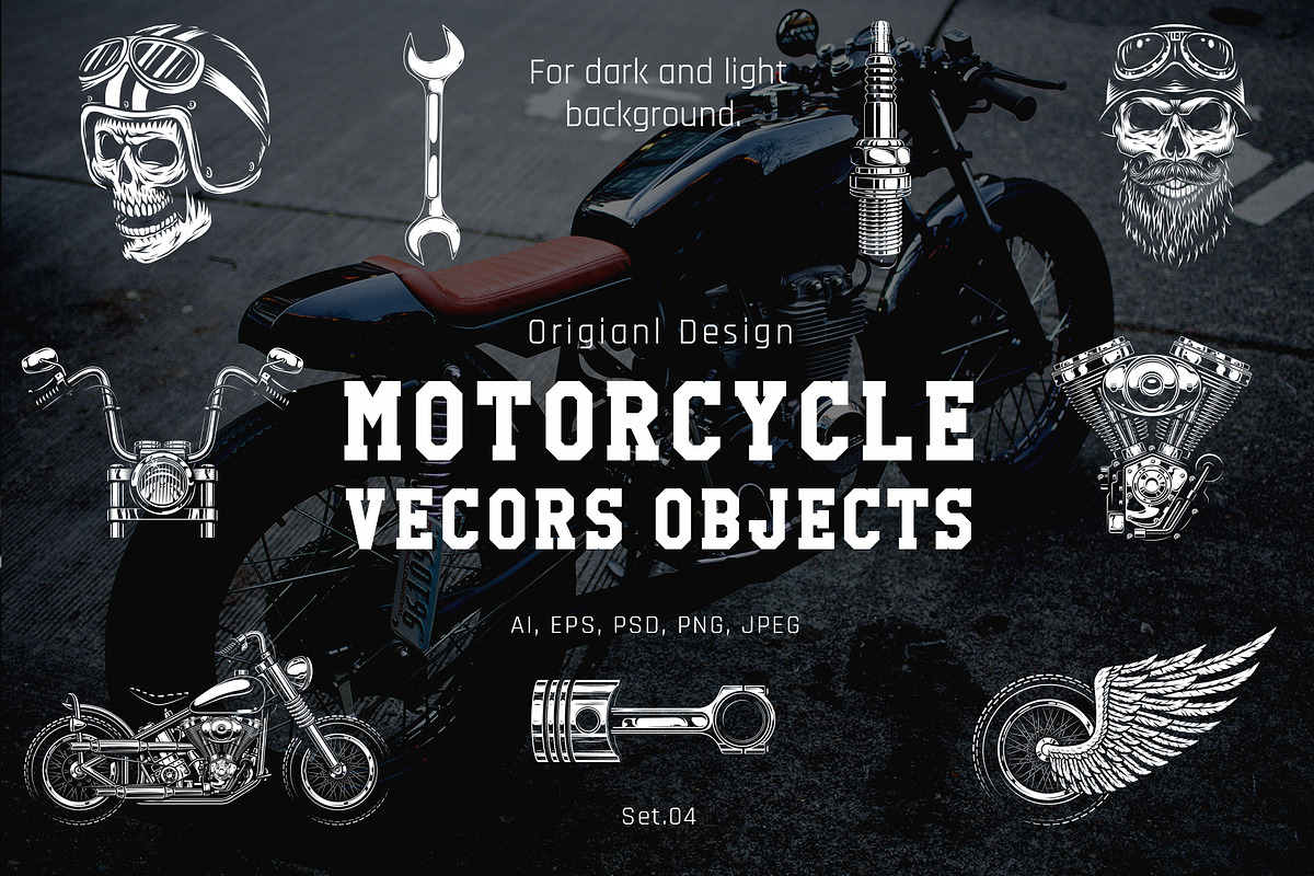 Motorcycle object set in Objects - product preview 8