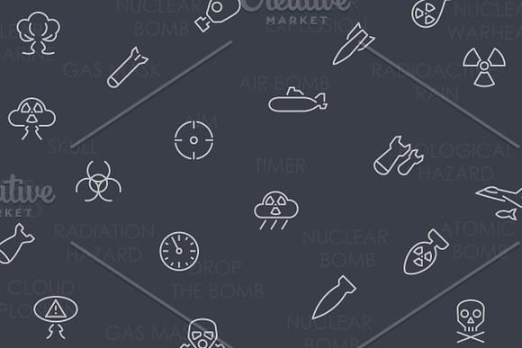 Nuclear weapon thinline icons in Graphics - product preview 2