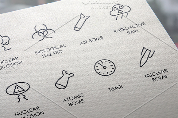 Nuclear weapon thinline icons in Graphics - product preview 3
