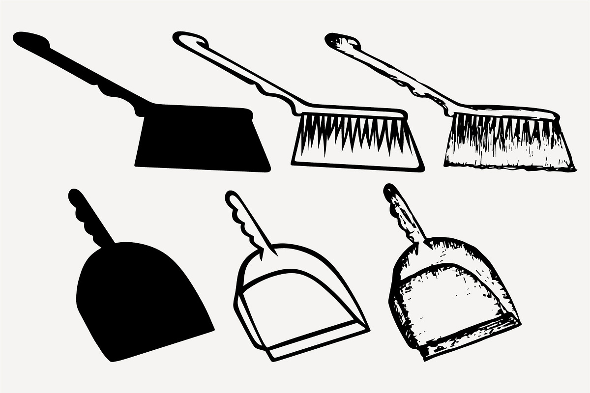 dustpan and sweeping brush SVG in Objects - product preview 8