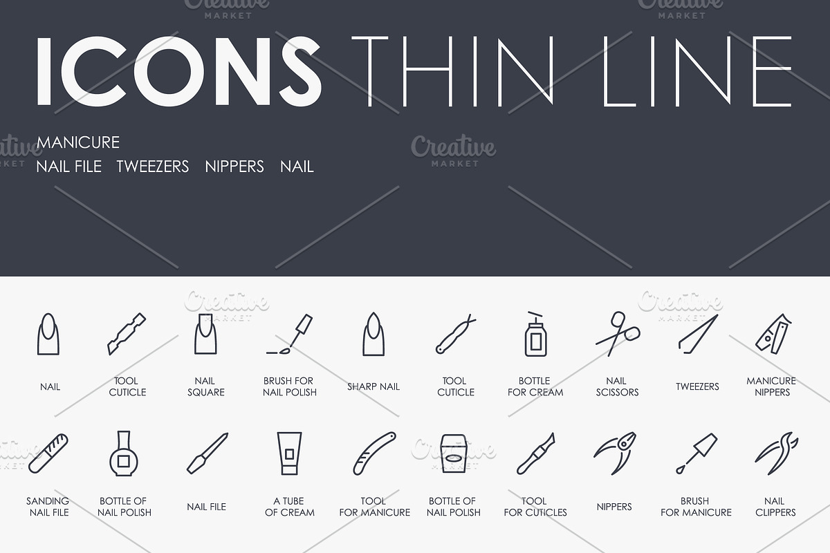 Manicure thinline icons in Graphics - product preview 8