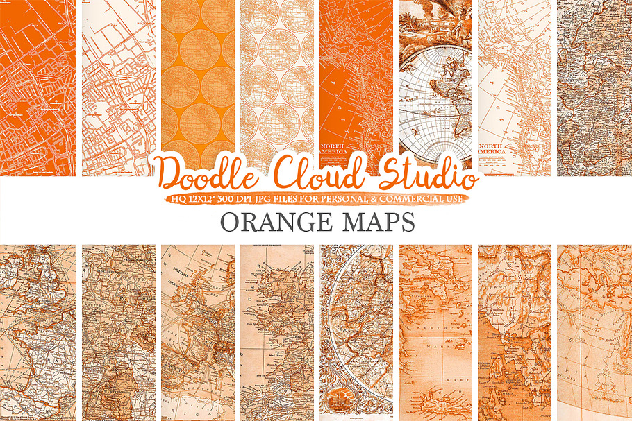 Orange Maps digital paper in Patterns - product preview 8