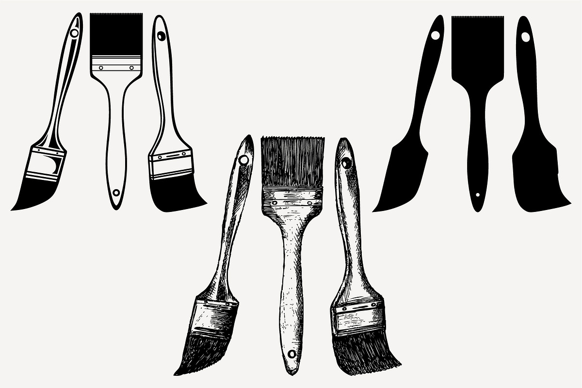 paint brush set vector SVG DXF PNG in Objects - product preview 8