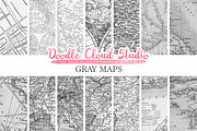 Gray Maps digital paper