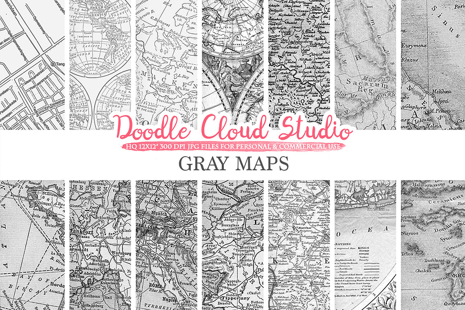 Gray Maps digital paper in Patterns - product preview 8