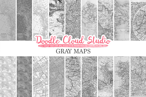 Gray Maps digital paper in Patterns - product preview 1