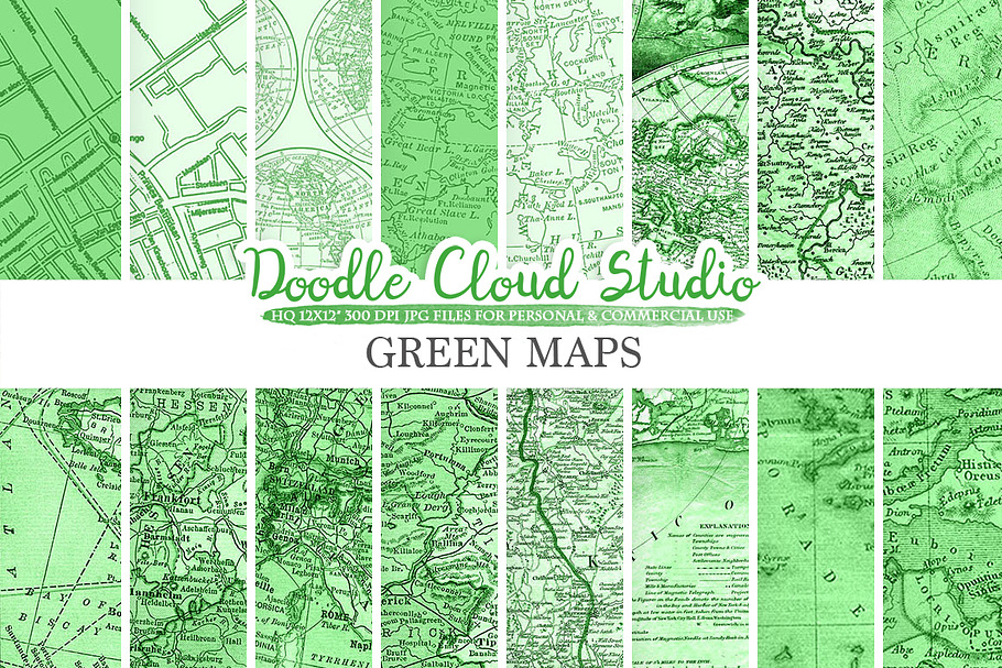 Dark Green Vintage Maps  in Patterns - product preview 8