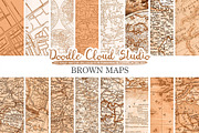 Brown Vintage Maps digital paper