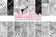 Black and White Maps digital paper
