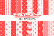 Red Nautical digital paper