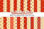 Red and Orange Nautical digital pape
