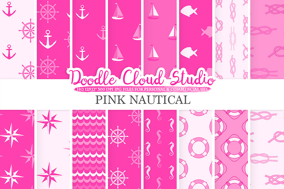 Pink Nautical digital paper in Patterns - product preview 8