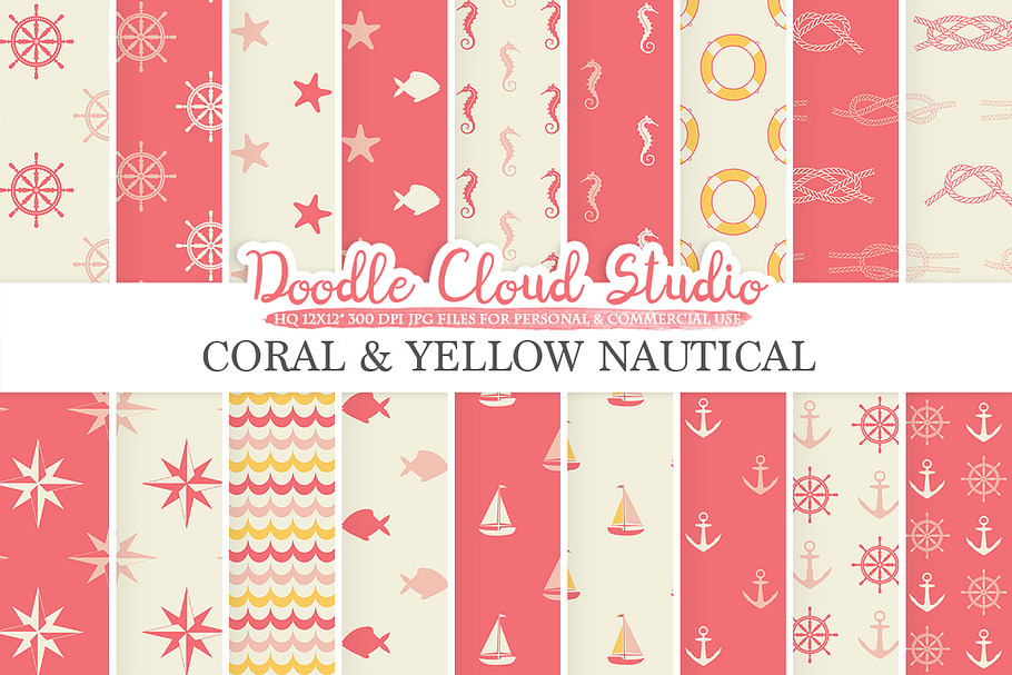 Coral and Yellow Nautical 