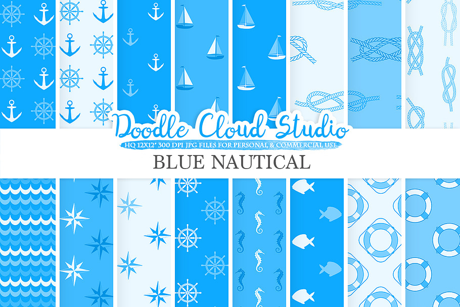 Blue Nautical digital paper in Patterns - product preview 8