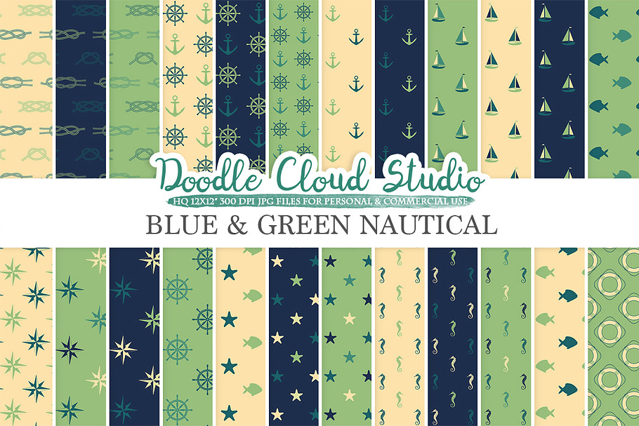 Blue and Green Nautical  in Patterns - product preview 8